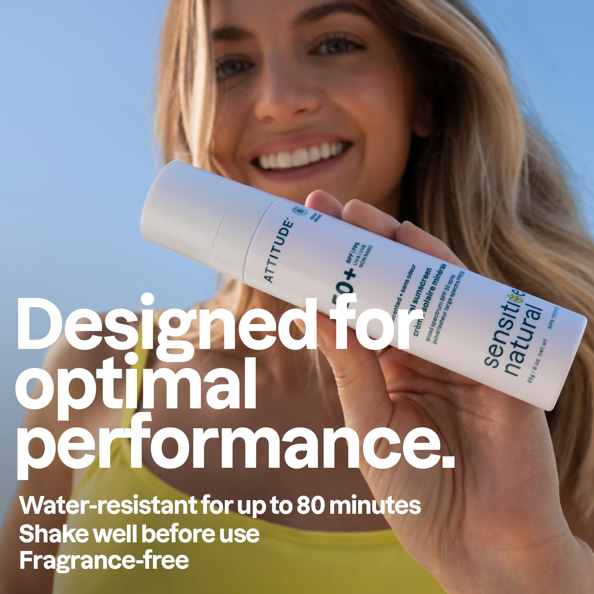 ATTITUDE Sensitive Skin Mineral Sunscreen Lightweight Lotion SPF 50, Broad Spectrum Zinc Oxide, EWG Verified, Mineral-Based, Non-Nano, Water-Resistant 80 Minutes, Non-Greasy for Face & Body, Vegan, Unscented, 80 grams 🍁 All In One Marketplace Canada