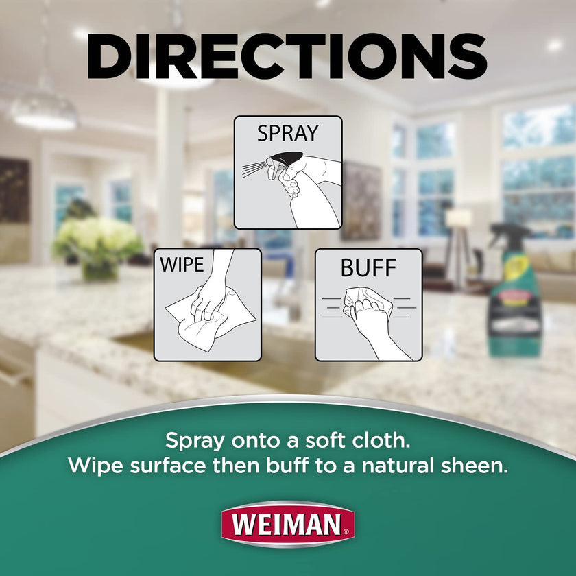 Weiman Granite Cleaner and Polish - 12 Fluid Ounce - Enhances Natural Color in Granite, Quartz, Marble, Soap Stone and More 🍁 All In One Marketplace Canada