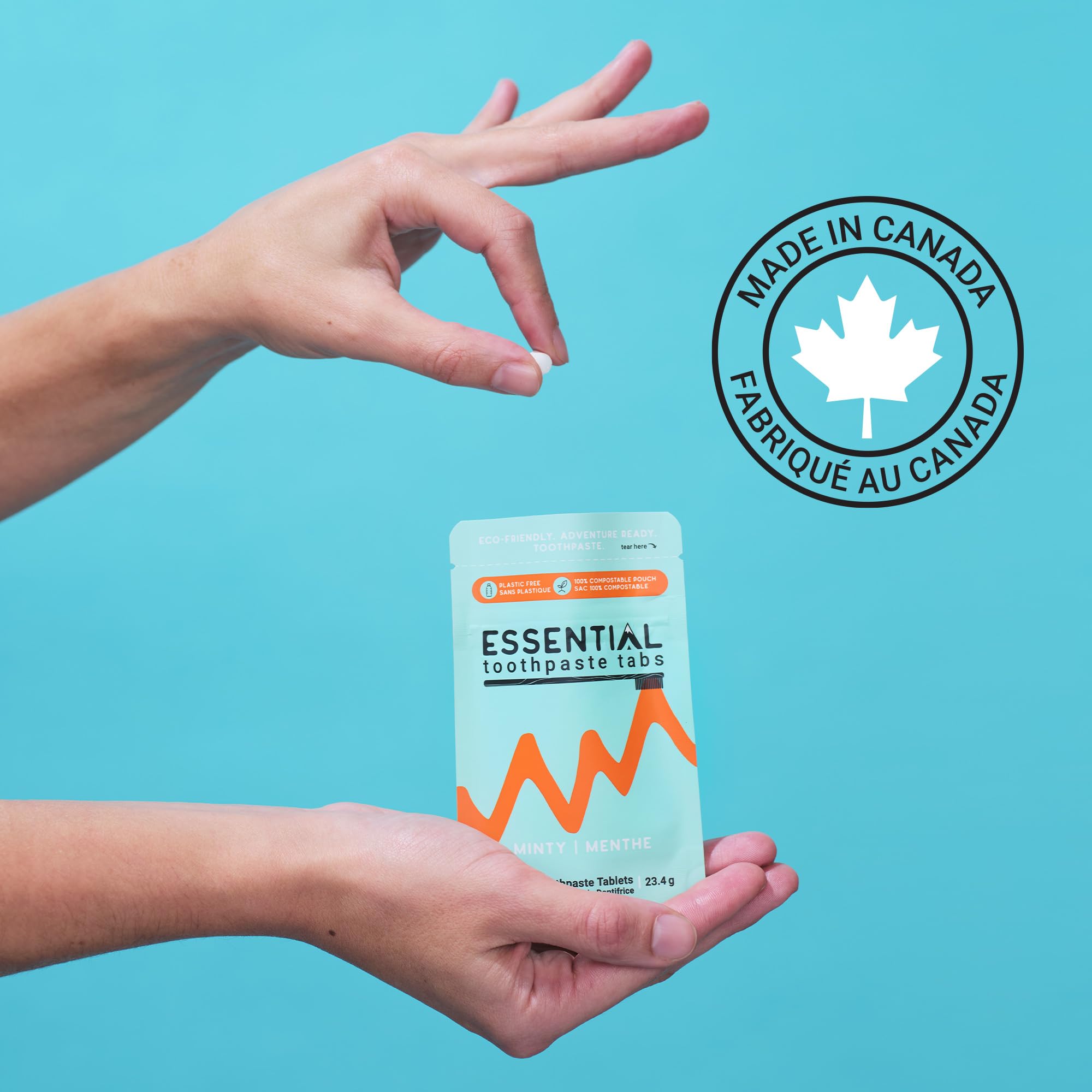 Essential Toothpaste Tabs, Made in Canada, Fluoride Free, Nano-Hydroxyapatite, Mint, 195 Tabs, 70.2g 🍁 All In One Marketplace Canada