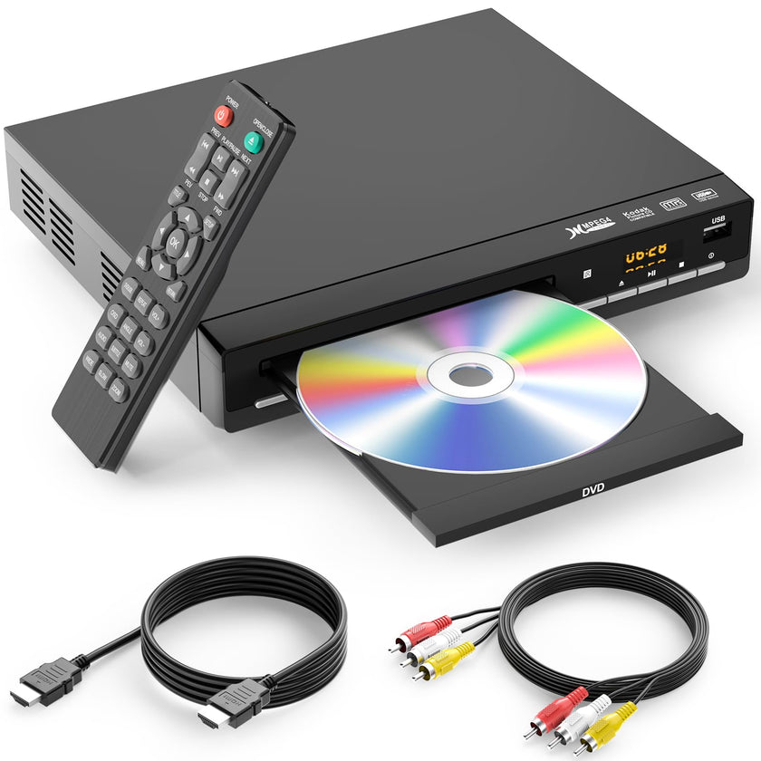 DVD Players for TV with HDMI,Plays All Regions and Formats,CD Player for Home,Support 1080P Video/CD/DVD/VCD/JPEG/USB, Remote, HDMI and RCA Cables Included 🍁 All In One Marketplace Canada