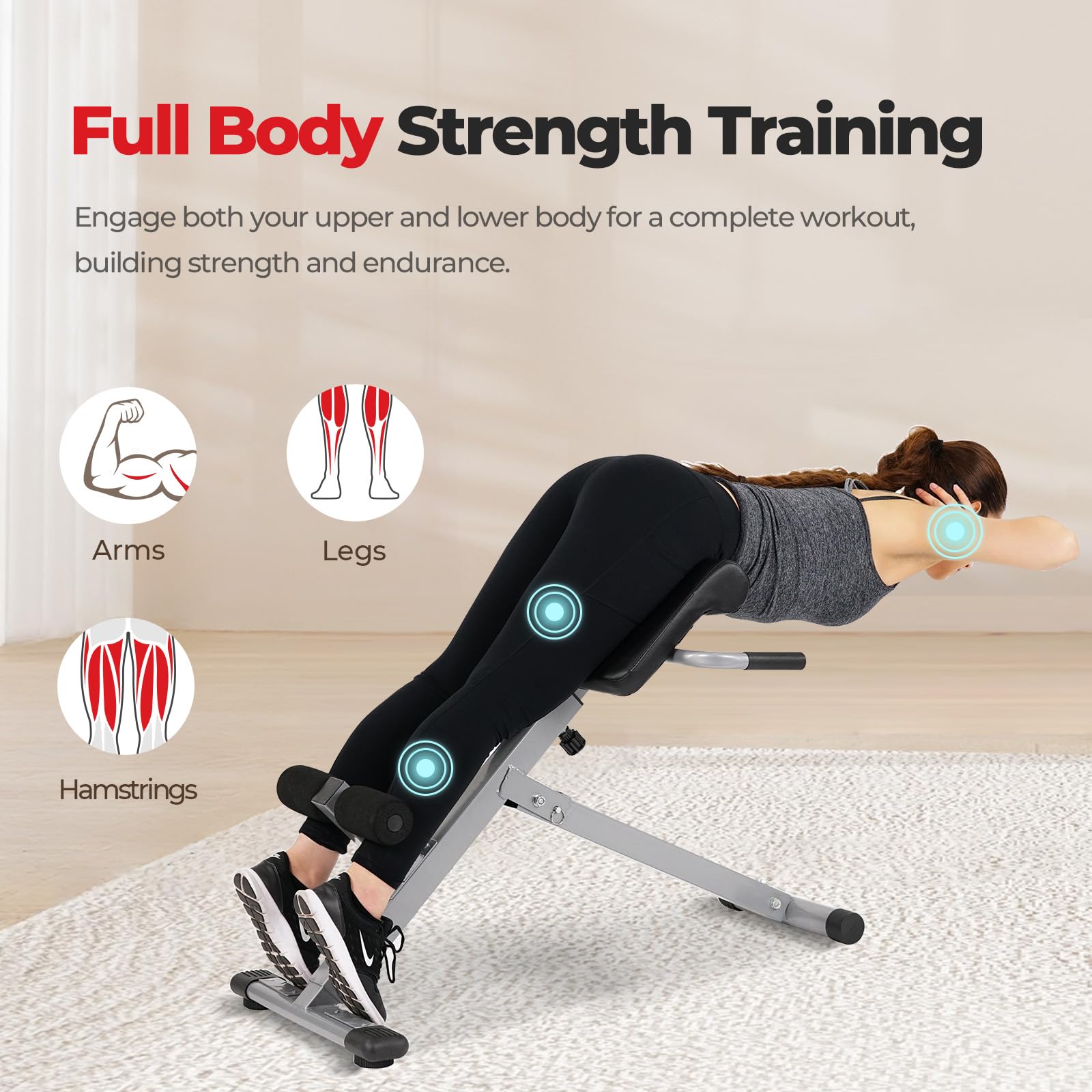 Sunny Health & Fitness Foldable Roman Chair, 45-Degree Hyperextension Bench 🍁 All In One Marketplace Canada