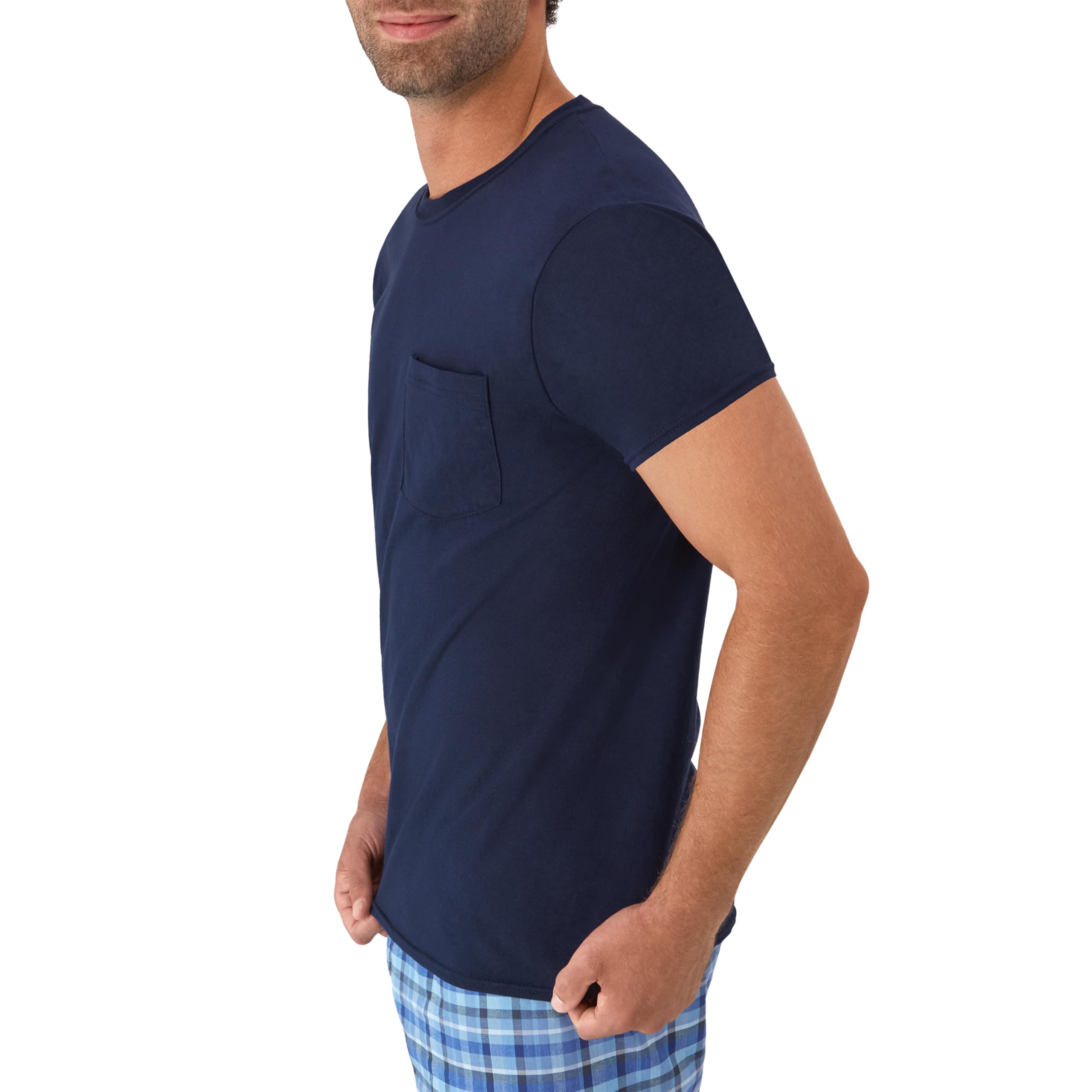 Hanes Men's Pocket Undershirt Pack, Cotton Crew Neck T-Shirt, Moisture Wicking Tee, Assorted 6-Pack, Grey Heather, Black, White, Navy, Blue Heather, XX-Large 🍁 All In One Marketplace Canada