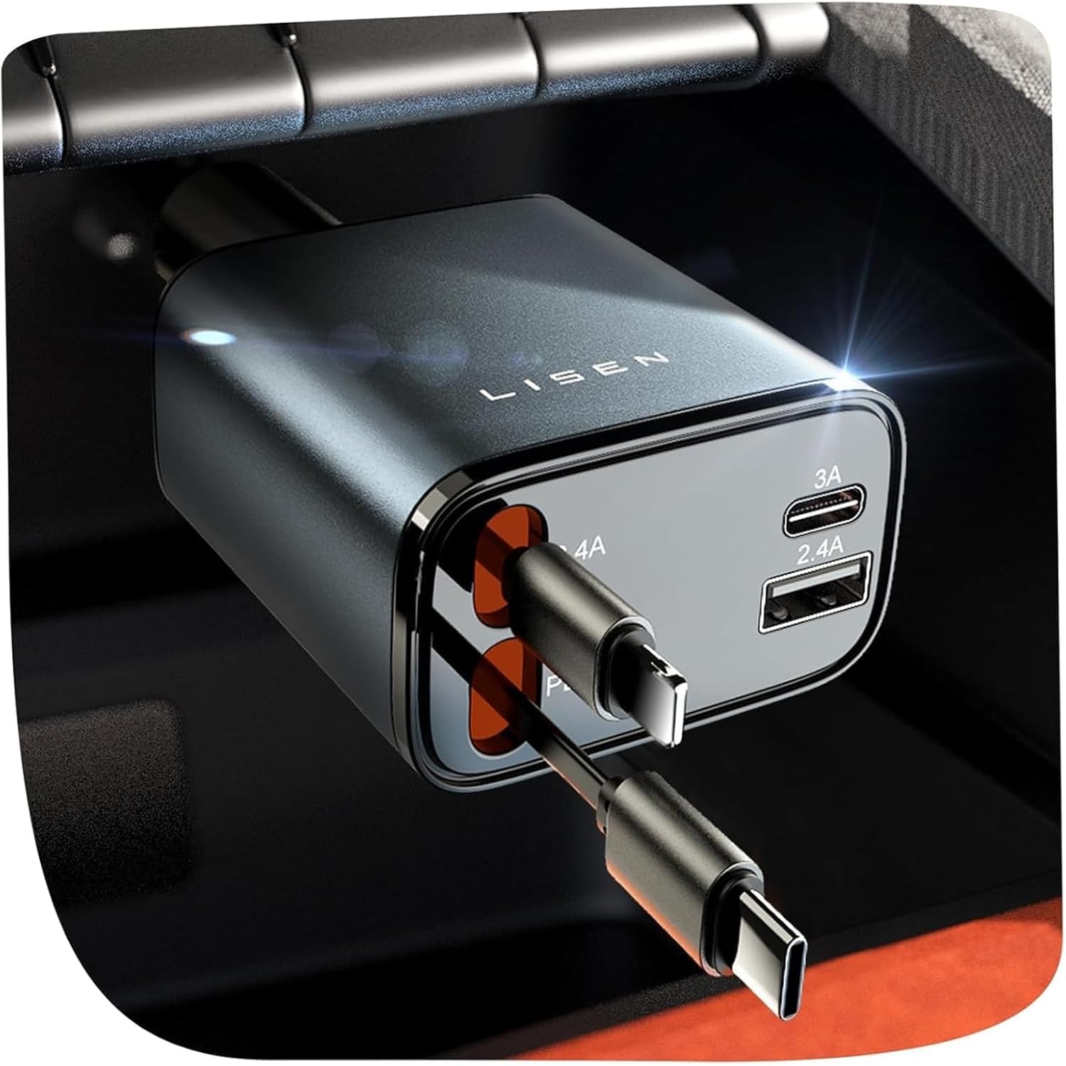 LISEN Retractable Car Charger, for Gifts for Him Her, 84W Cars Adapter USB C Fast Charger for iPhone 17 Pro Max, Car Accessories Gadgets for Men, Anniversary Birthday Gifts for Men Women 🍁 All In One Marketplace Canada