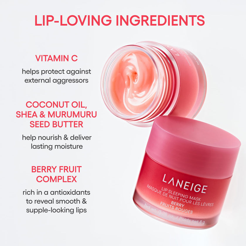 LANEIGE Lip Sleeping Mask Vanilla: Nourish, Hydrate, Vitamin C, Murumuru & Shea Butter, Antioxidants, Flaky, Dry Lips 🍁 All In One Marketplace Canada