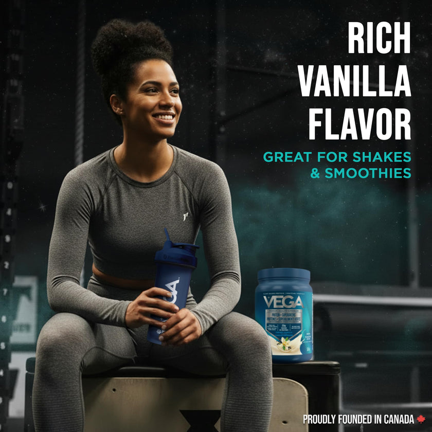 Vega Protein + Supergreens - 20g Plant-Based Pea Protein with Veggies, Vanilla, 18 Servings, Vegan Keto, Non-GMO, Gluten Free, Dairy Free, Low Carb, 526g (Packaging May Vary) 🍁 All In One Marketplace Canada