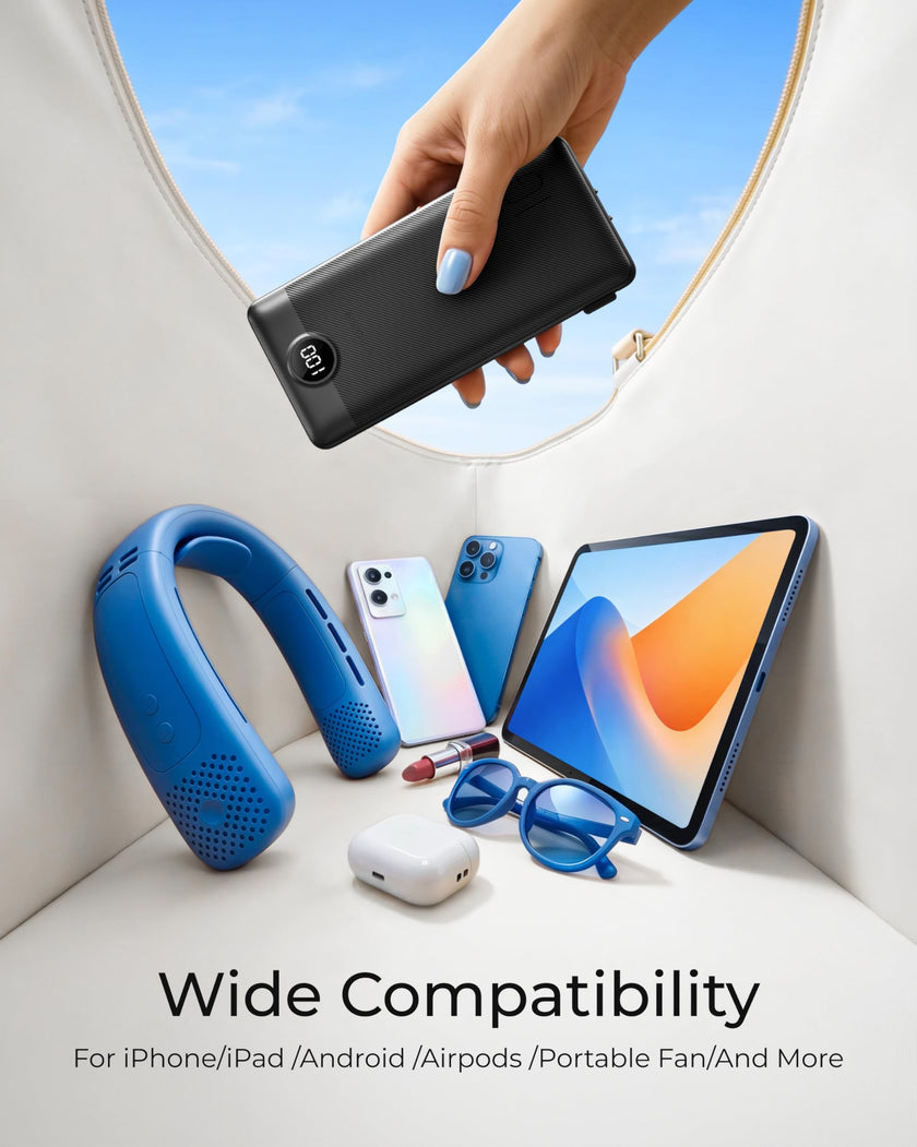 VEGER Portable Charger for iPhone Built in Cables and Wall Plug, 10000mah Slim Fast Charging USB C Power Bank, Travel Essential Battery Pack Compatible with iPhones, iPad, Samsung More Devices(Black) 🍁 All In One Marketplace Canada