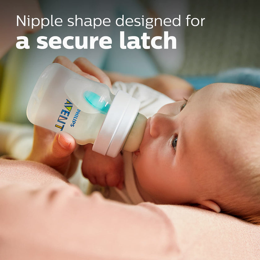 Philips Avent Anti-Colic Bottle with AirFree Vent, 4oz, with Flow 1 Nipples, 0m+, 4pk, Clear, SCY701/04 🍁 All In One Marketplace Canada
