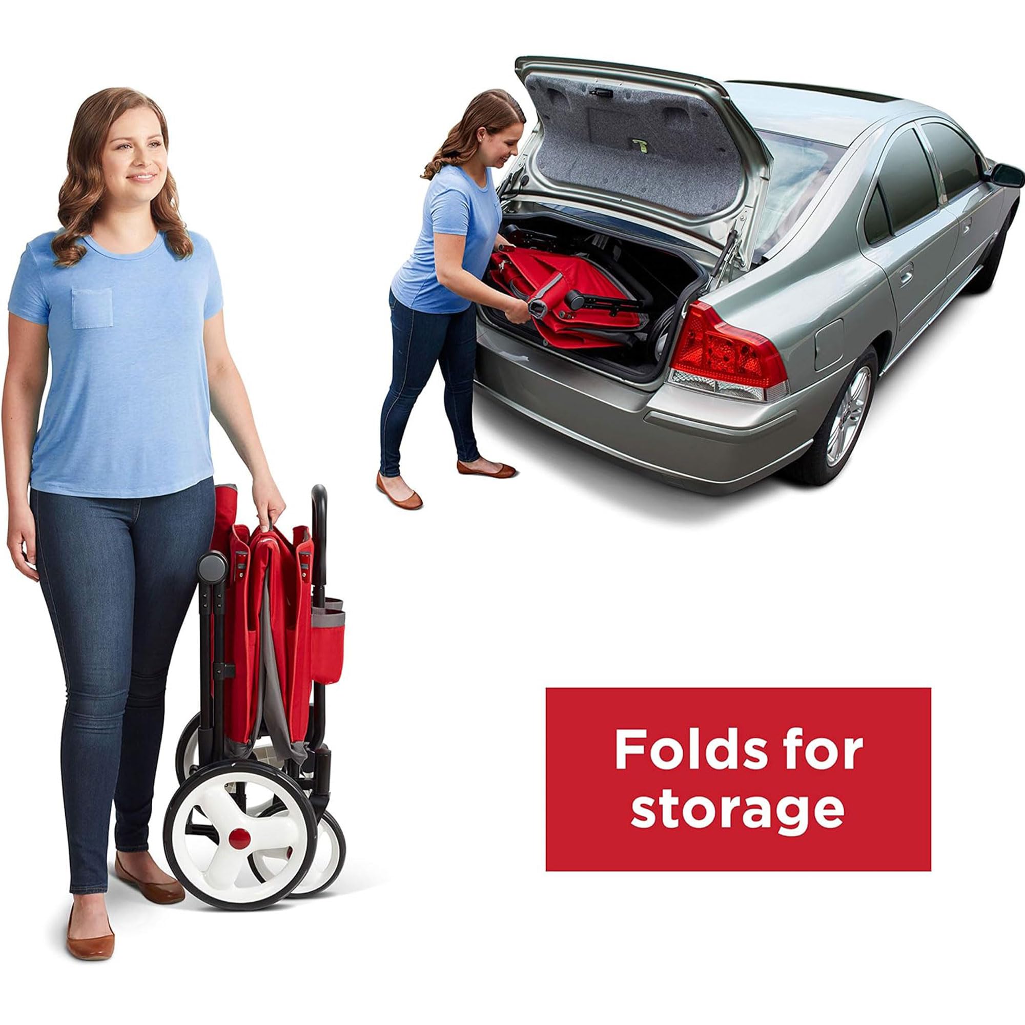 Radio Flyer Wagon for Kids, Baby Stroller, Outside Toys for Toddlers 1-3, Rolling Cart, Beach Cart with Wheels, Convertible Stroller Wagon for Kids Ages 1+ Years, Red 🍁 All In One Marketplace Canada