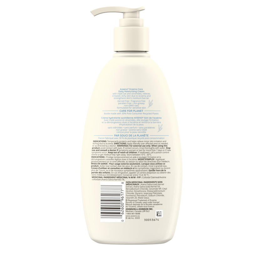 Aveeno Eczema Care Daily Moisturizing Cream, Dry Skin Moisturizer, Itchy Skin Relief, Eczema prone Skin, Fragrance Free, 330 mL 🍁 All In One Marketplace Canada