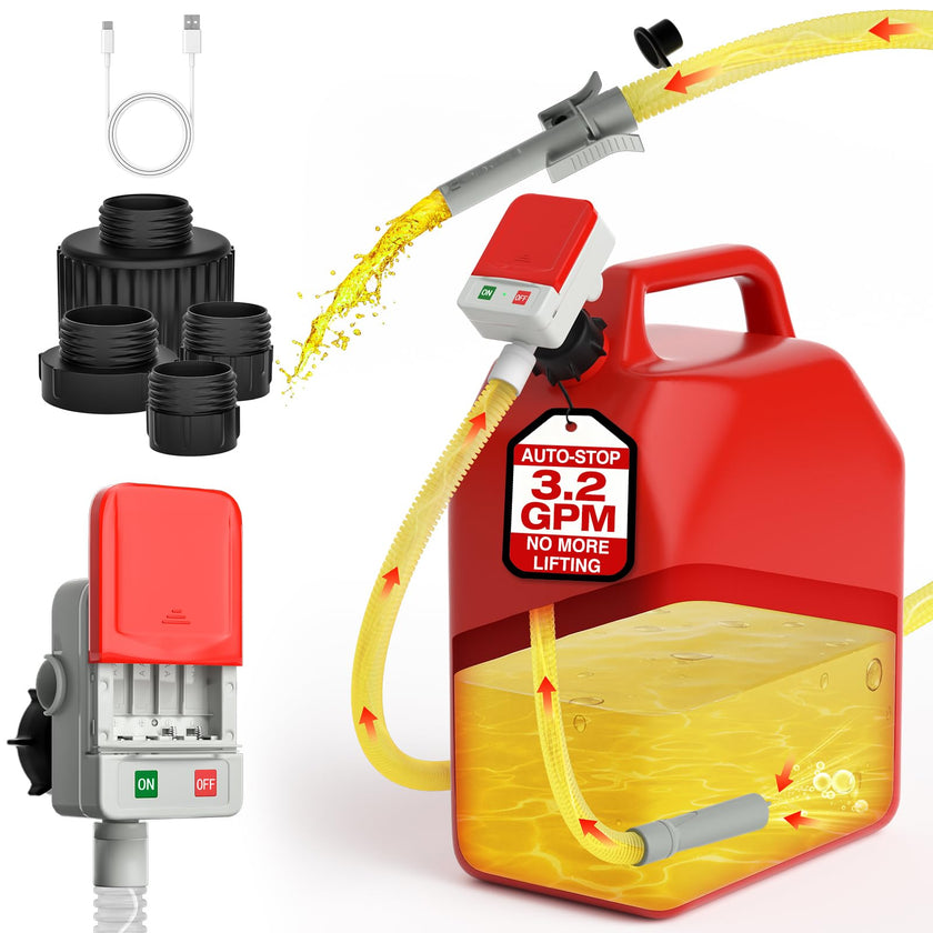 KEIMI Portable Fuel Transfer Pump with Auto-Stop, 3.2 Gallon per Min, 51