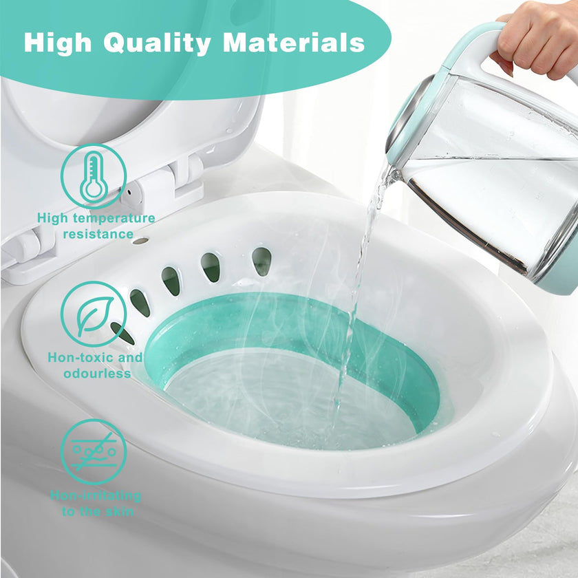 DEANIC Sitz Bath for Toilet Hemorrhoids, Postpartum Care, Collapsible Sitz Bath Tub for Hemorrhoids Treatment, Yoni Steam Seat Basin, Elderly Sit Bath (Green) 🍁 All In One Marketplace Canada