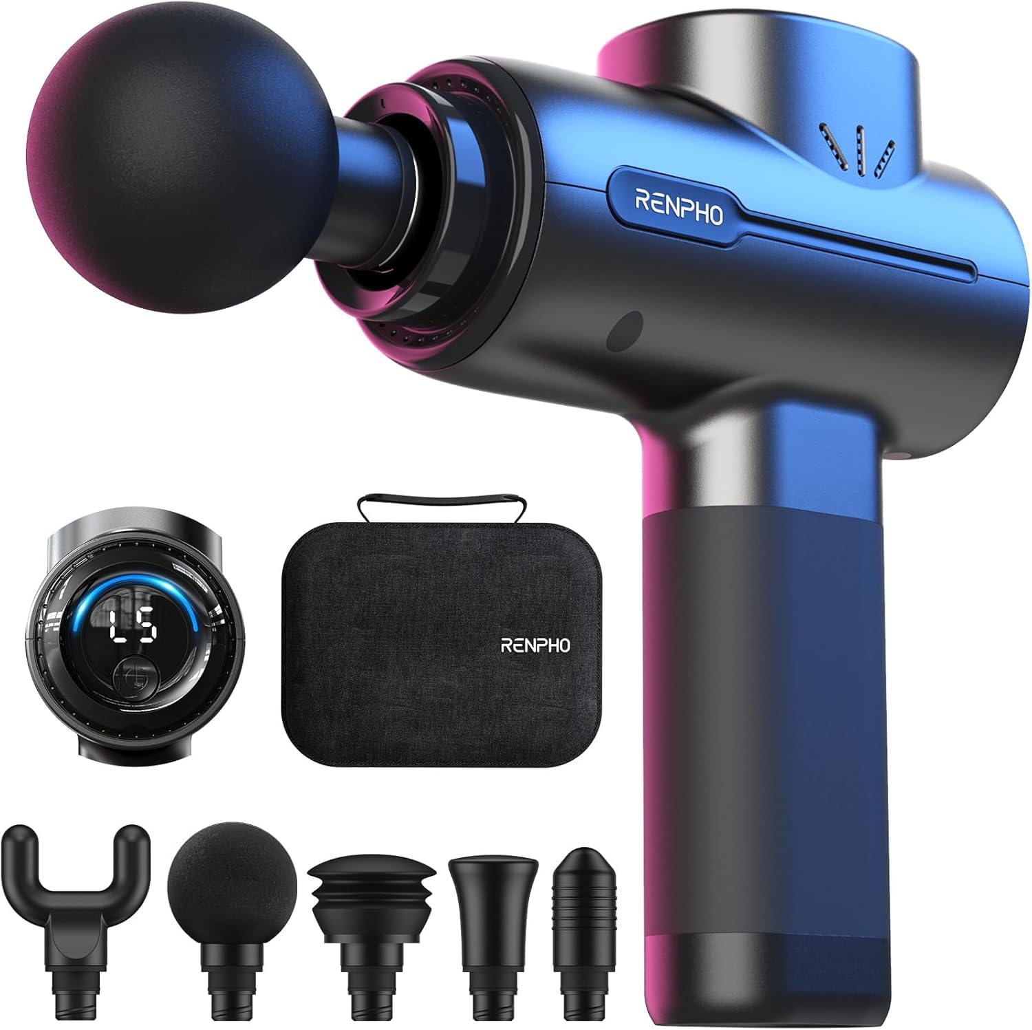 RENPHO Massage Gun, Powerful Massager Gun for Athletes, Percussion Massage Gun, Portable Hand held Electric Massager for Back, Carry Case, Gifts for Men Women, Active 🍁 All In One Marketplace Canada