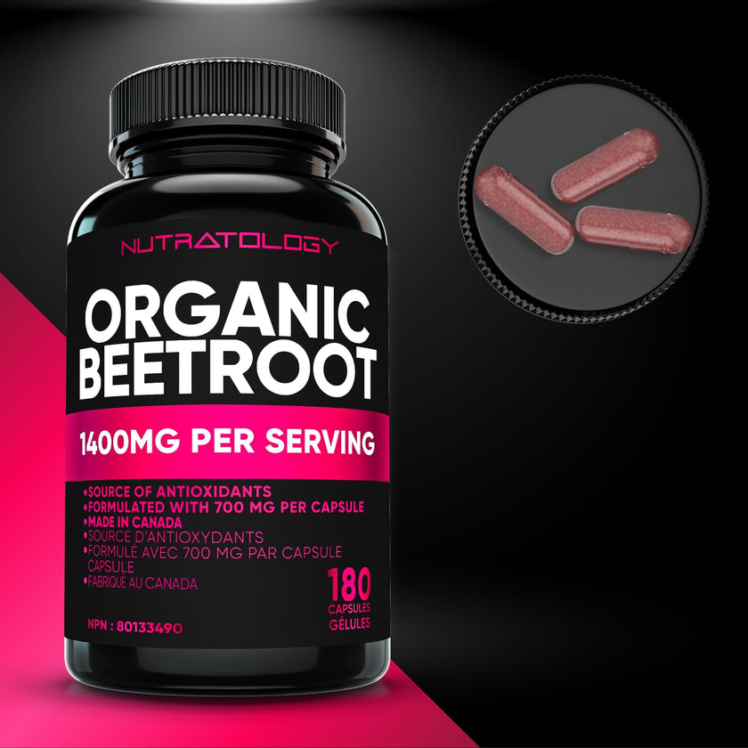 Nutratology® Organic Beetroot Capsules | 1400mg per Daily Serving | 180 Capsules | Canadian Made | Source of Antioxidants | Organic Beet Root Powder 🍁 All In One Marketplace Canada