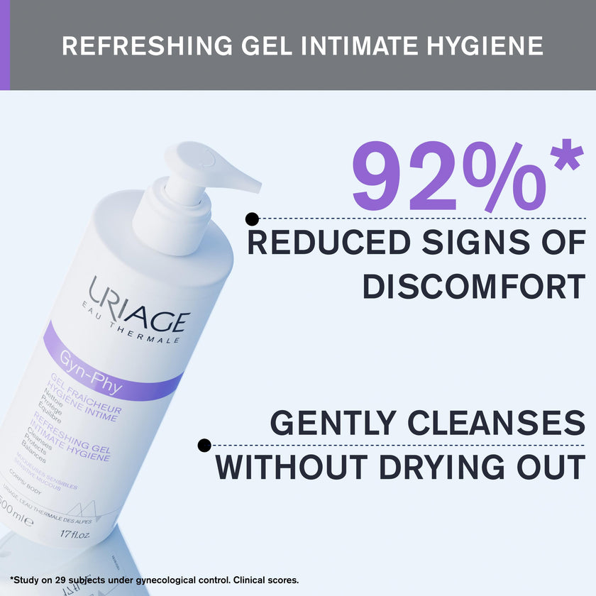 Uriage Gyn-Phy Refreshing Gel Intimate - Daily Hygiene for External Intimate Areas, Foaming Gel, Paraben-Free, Tested under Gynecological Control - 500ml 🍁 All In One Marketplace Canada