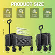 100KG Collapsible Foldable Wagon Carts - Heavy Duty Portable Folding Utility Wagons with All-Terrain Wheels for Grocery Sports Shopping Camping Garden Beach, 2 Drink Holders/Lightweight/Black 🍁 All In One Marketplace Canada