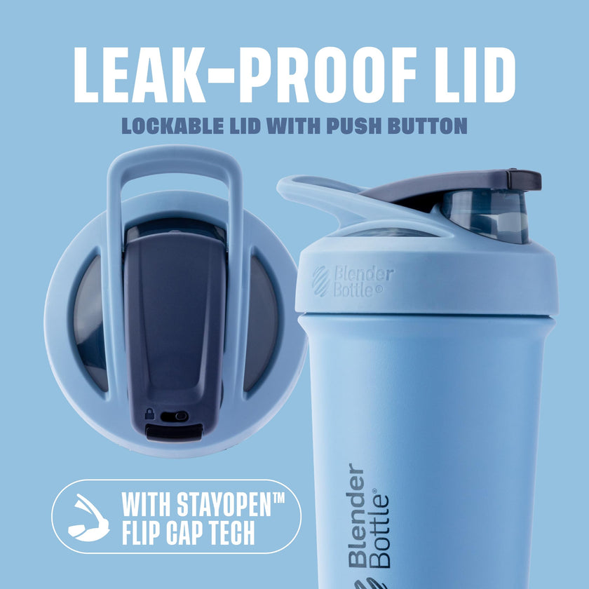 BlenderBottle Strada Sleek Shaker Cup Insulated Stainless Steel Water Bottle with Wire Whisk, 25-Ounce, Dusty Blue 🍁 All In One Marketplace Canada