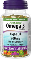 Webber Naturals Plant-Based Omega-3, 60 Softgels, Fish-Free Source of Omega-3, From Sustainably Cultivated Algae, Vegan 🍁 All In One Marketplace Canada