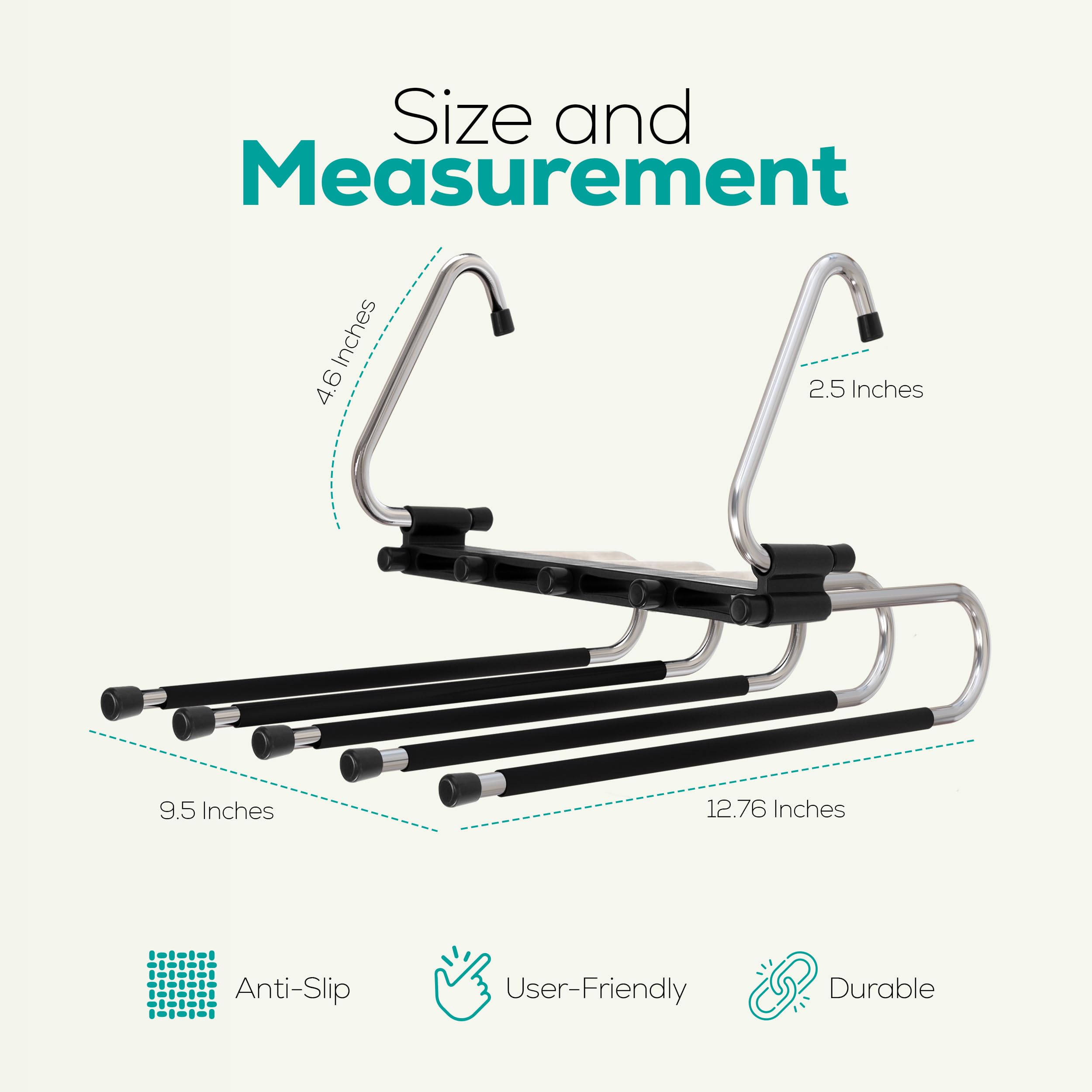 Utopia Home 2 Pack Pants Hangers Space Saving - Clothes Hanger with Stainless Steel Hook & Anti-Slip Design - Closet Organizer for Jeans, Trousers, Skirts, Scarf & Slacks (Black) 🍁 All In One Marketplace Canada