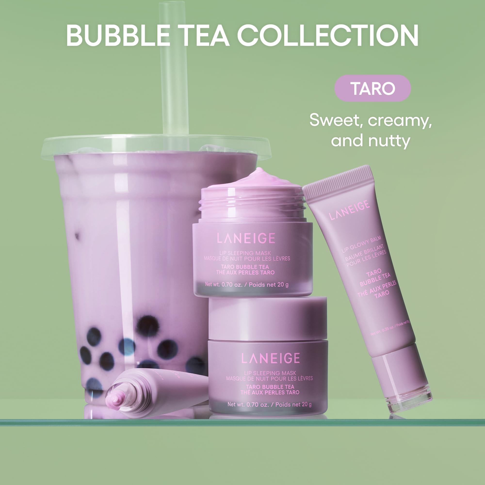 LANEIGE Lip Glowy Balm: Sheer Tinted Lip Moisturizer with Shea Butter, for Hydrating Shine & Soft Lips, Taro Bubble Tea 🍁 All In One Marketplace Canada