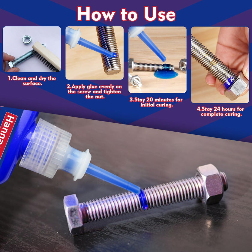 Threadlocker 1.69 Fl oz/ 50 ml Medium Strength 243, Lock & Seal Nuts, Bolts, Fasteners and Metals, Blue Thread Lock Against Losening and Leakage (medium-50ml) 🍁 All In One Marketplace Canada