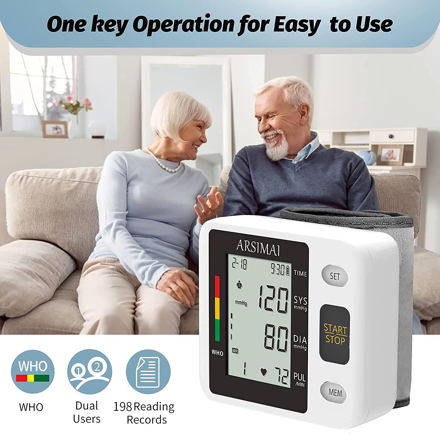Blood Pressure Monitor - Wrist Accurate Automatic High Blood Pressure Monitors Portable LCD Screen with Storage Case and Adjustable Cuff Powered by Battery -Black 🍁 All In One Marketplace Canada