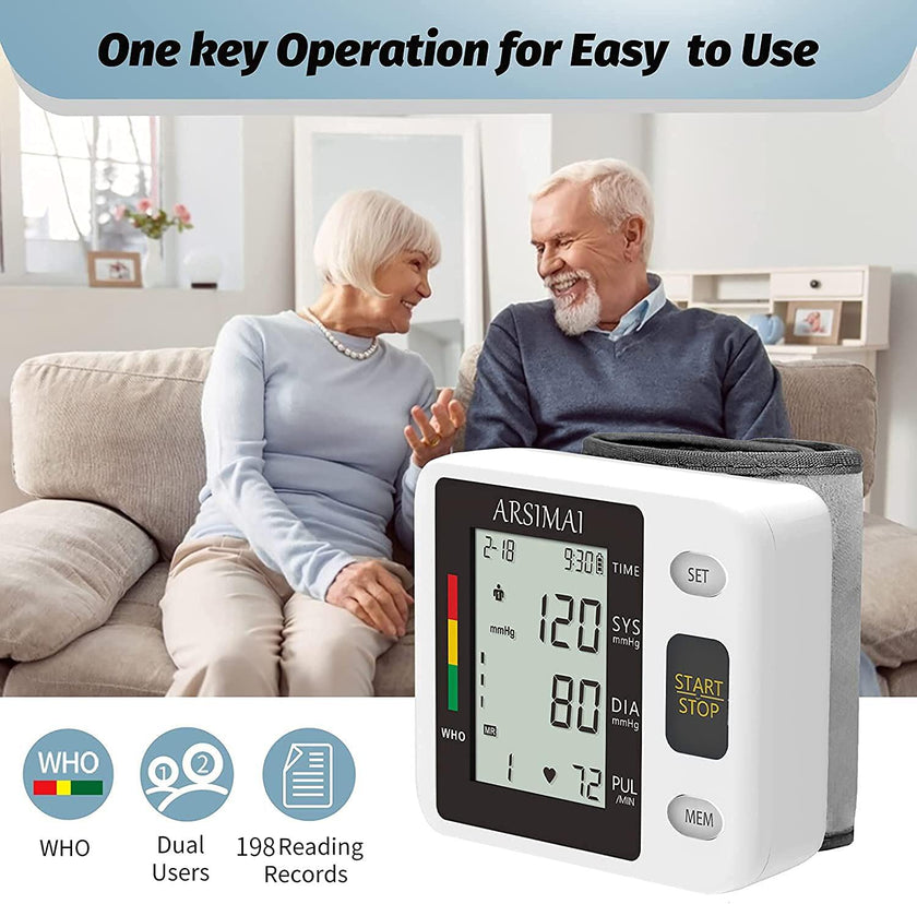 Blood Pressure Monitor - Wrist Accurate Automatic High Blood Pressure Monitors Portable LCD Screen with Storage Case and Adjustable Cuff Powered by Battery -Black 🍁 All In One Marketplace Canada