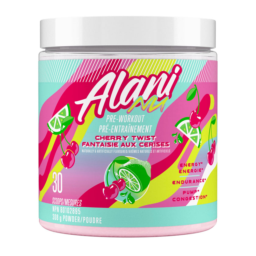 Alani Nu Pre Workout Powder | Amino Energy Boost | Endurance Supplement | Sugar Free | 100mg Caffeine | L-Theanine, Beta-Alanine, Citrulline | 30 Servings (Cherry Twist) 🍁 All In One Marketplace Canada