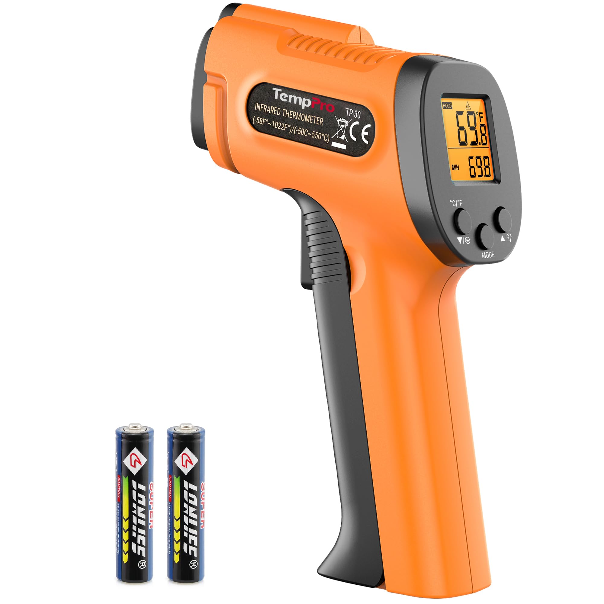TempPro TP30 Infrared Thermometer Gun, Laser Thermometer for Cooking, Pizza Oven, Griddle, Engine, HVAC, Temperature Gun with Adjustable Emissivity & Max Measure -58°F ~1022°F (Previously ThermoPro) 🍁 All In One Marketplace Canada