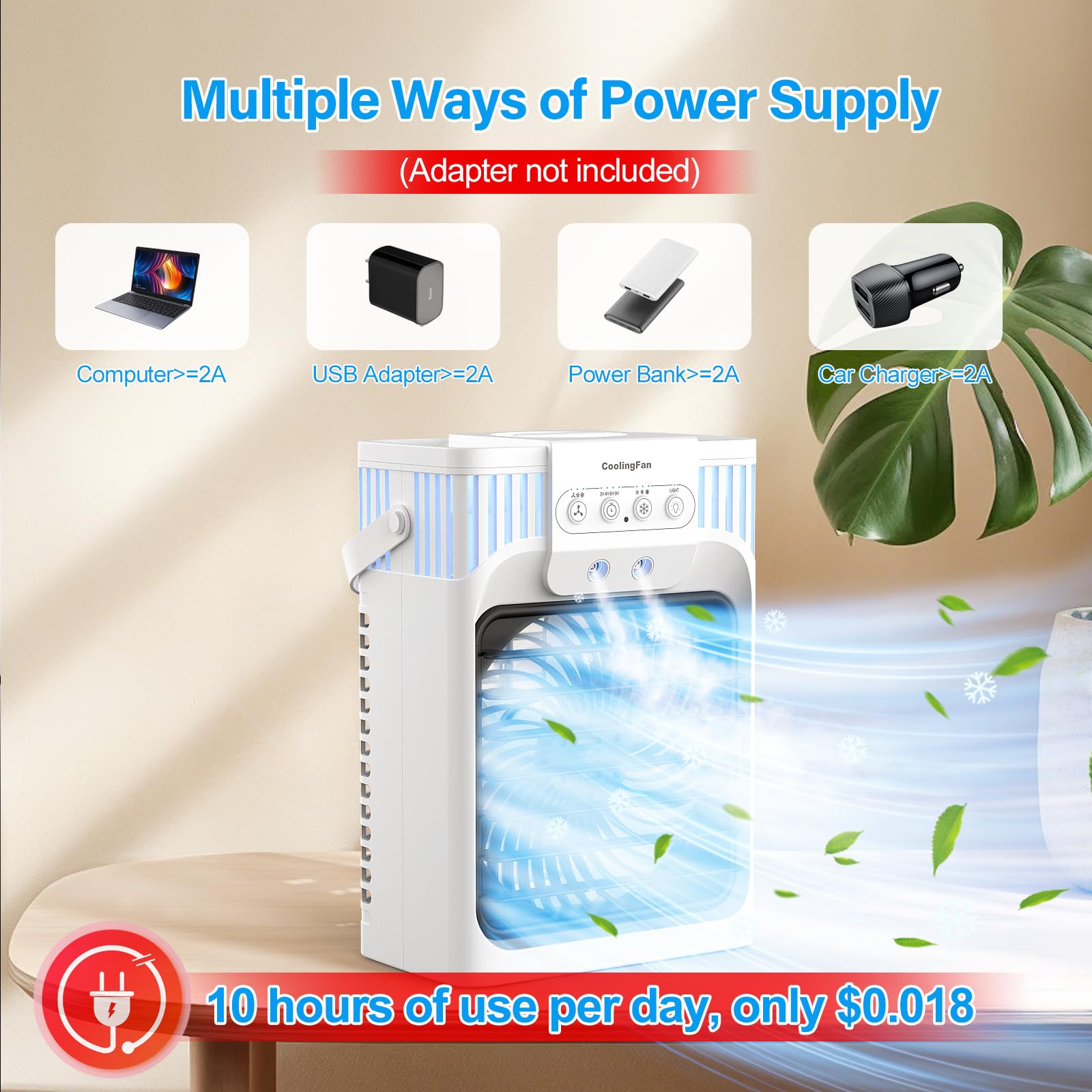 Portable Air Conditioners, 4 in 1 1200ML Personal Air Conditioner, Evaporative Air Cooler Fan with Remote, 7 RGB Light Modes, 3 Speeds & 2-8H Timer for Bedroom,Car,Nightstand, Office, Dorm, RV 🍁 All In One Marketplace Canada