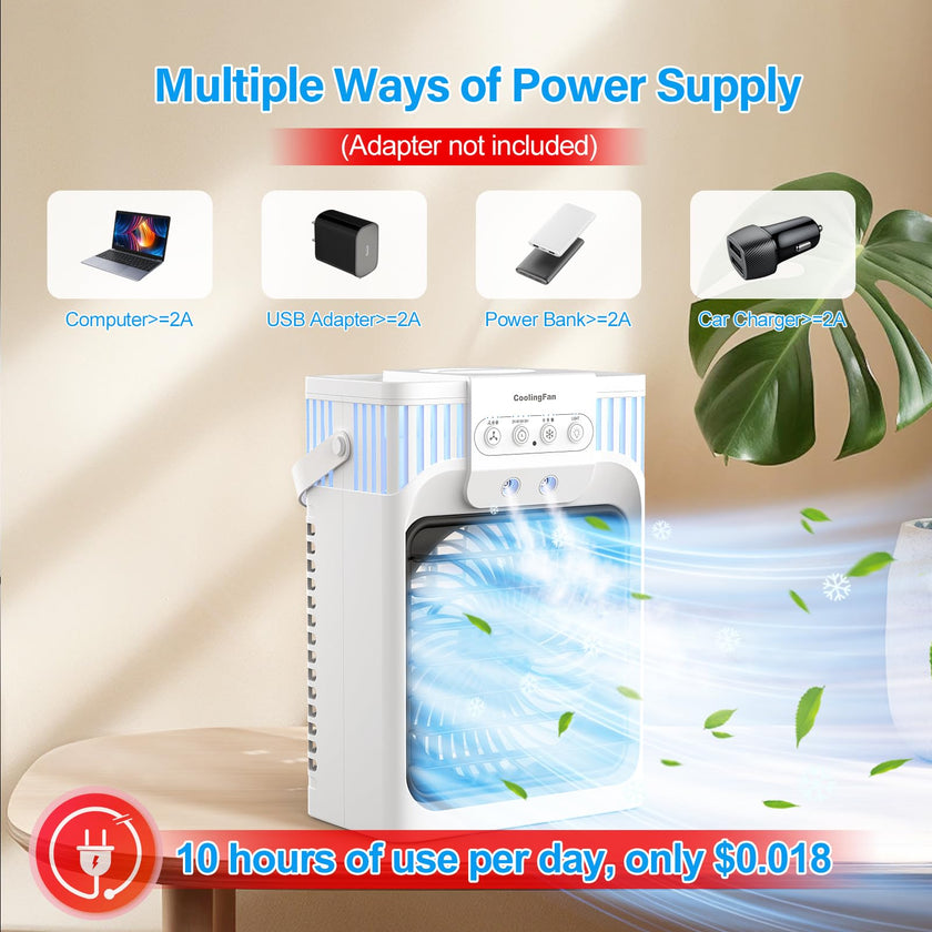 Portable Air Conditioners, 4 in 1 1200ML Personal Air Conditioner, Evaporative Air Cooler Fan with Remote, 7 RGB Light Modes, 3 Speeds & 2-8H Timer for Bedroom,Car,Nightstand, Office, Dorm, RV 🍁 All In One Marketplace Canada