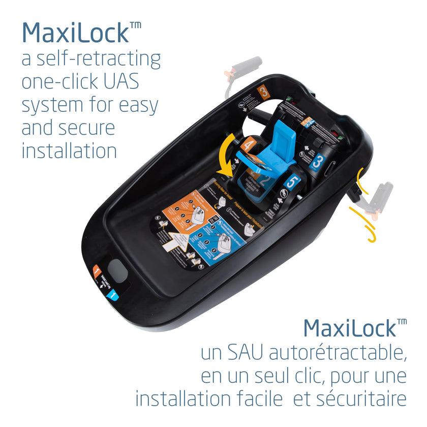 Maxi Cosi Mico Infant Car Seat Base - Compatible with All Mico Infant Car Seats, Adjustable, Anti-Rotation Stability Leg, Integrated Belt Lockoff, Self-Retracting One-Click UAS System, Black 🍁 All In One Marketplace Canada