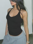 Danysu V Neck Cotton Tank Tops with Built-in Shelf Bra Sleeveless Racerback Fitted Basic Cami Shirts Black M 🍁 All In One Marketplace Canada