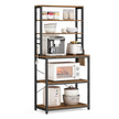 VASAGLE Coffee Bar, Baker’s Rack for Kitchen with Storage, 6-Tier Kitchen Shelves with 6 Hooks, Microwave Stand, Industrial, 15.7 x 23.6 x 65.7 Inches, Rustic Brown and Black UKKS024B01 🍁 All In One Marketplace Canada