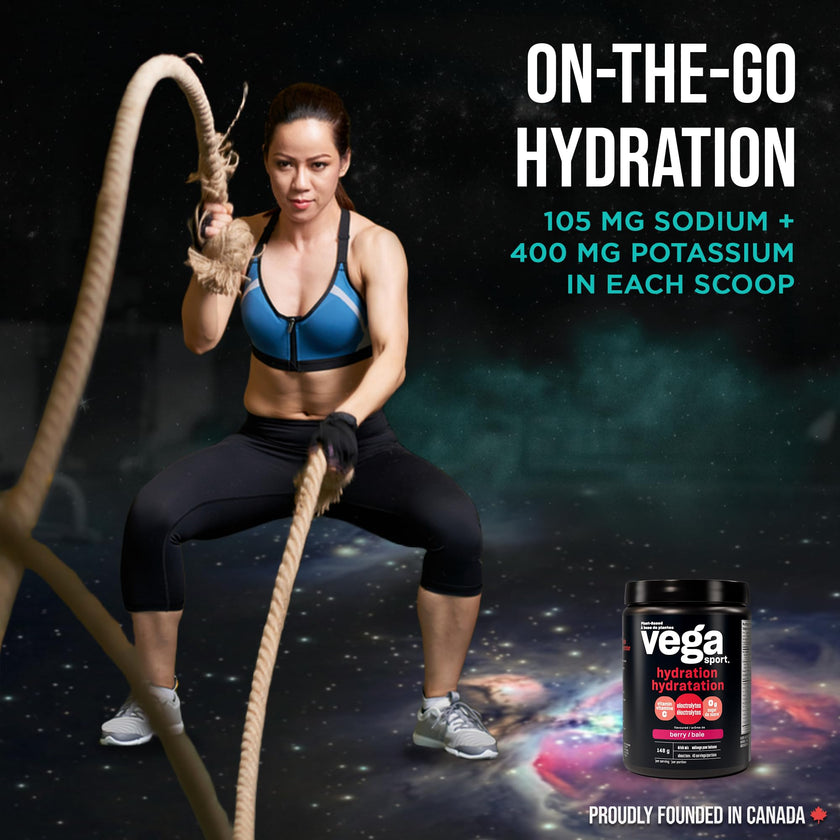 Vega Sport Hydration Electrolyte Powder, Plant Based for Fast Post Workout Hydration – Sugar-Free Berry, 40 Servings, 148 grams 🍁 All In One Marketplace Canada
