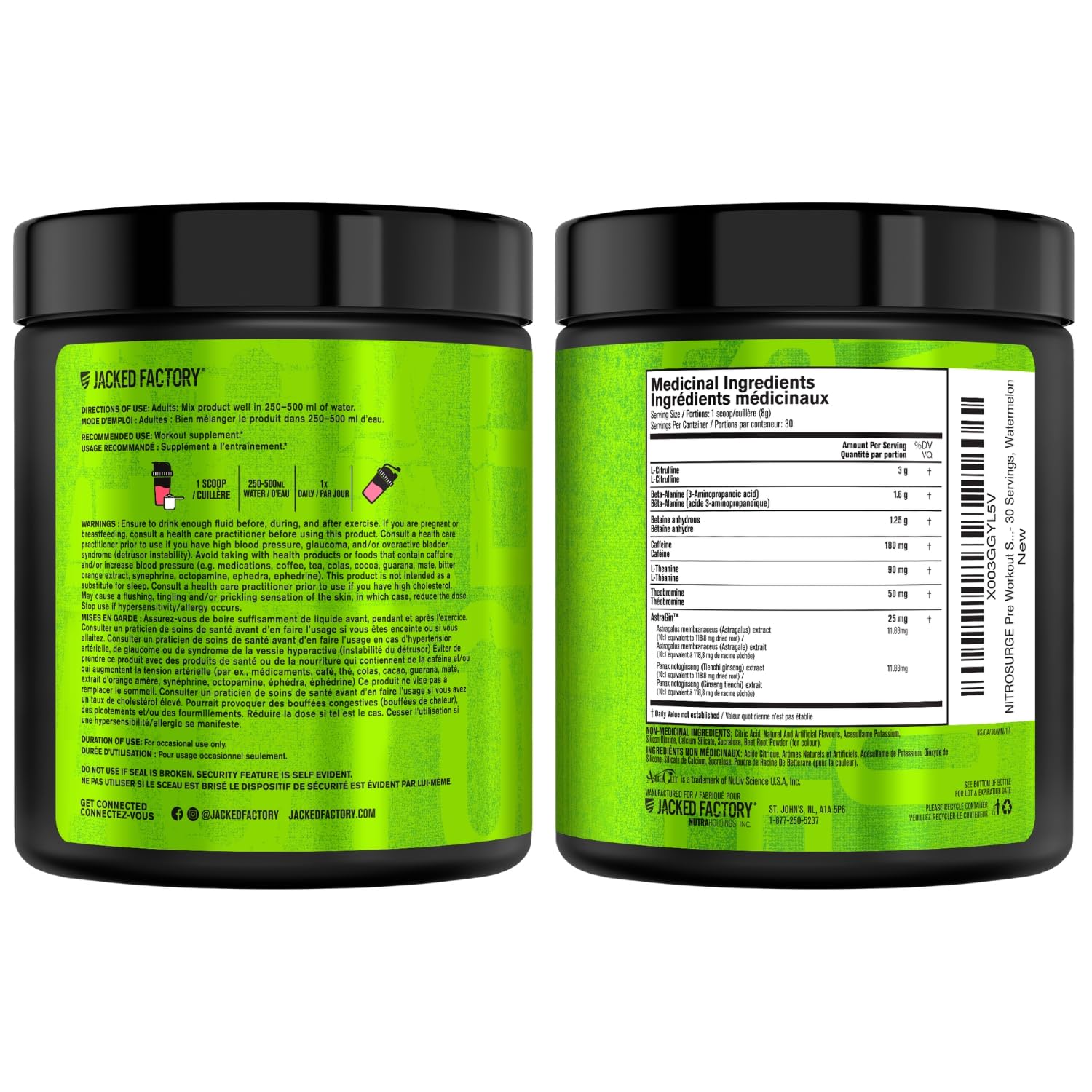 NITROSURGE Pre Workout Supplement - Endless Energy, Instant Strength Gains, Clear Focus, Intense Pumps - Nitric Oxide Booster & Preworkout Powder with Beta Alanine - 30 Servings, Watermelon 🍁 All In One Marketplace Canada