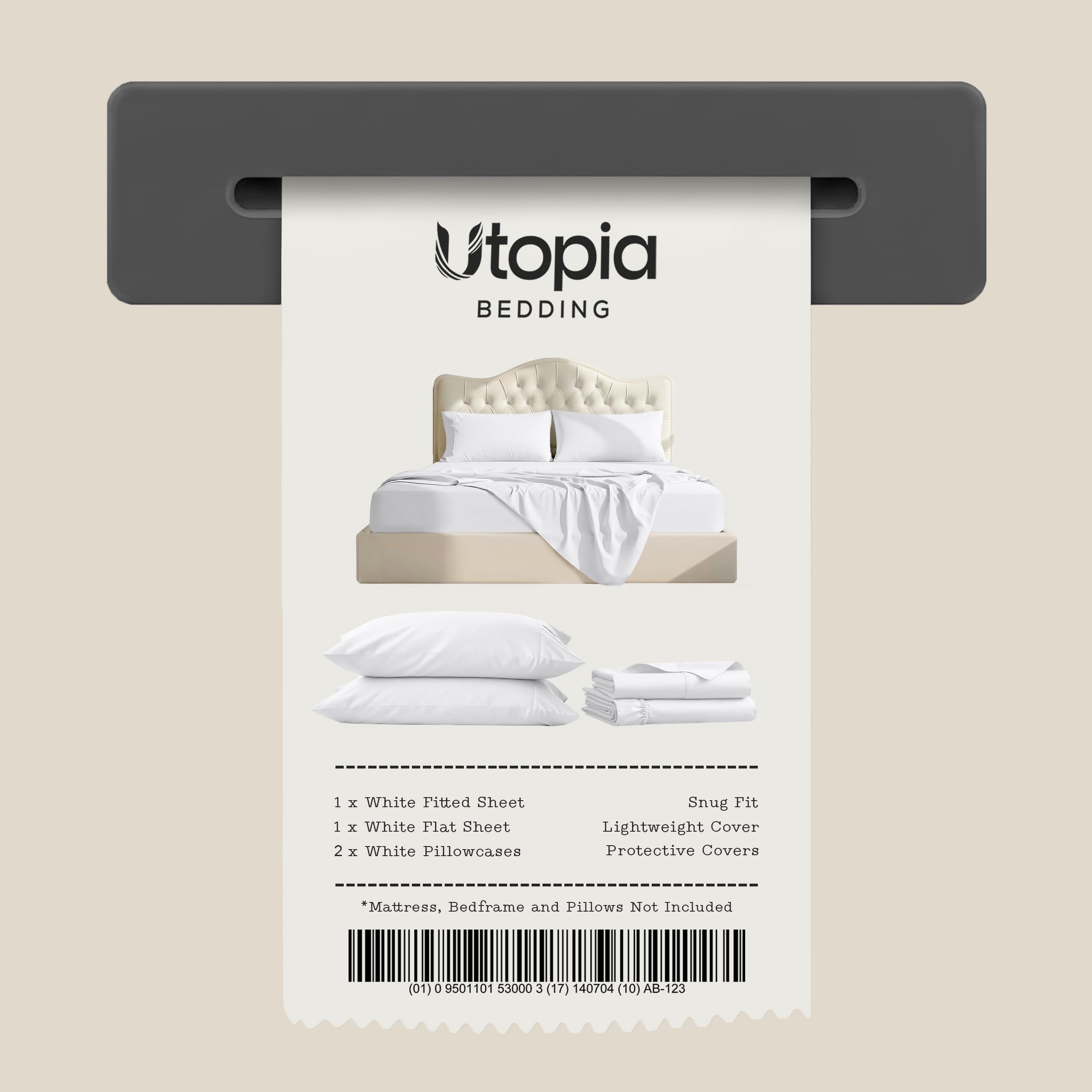 Utopia Bedding King Bed Sheets - 4 Piece King Size Cooling Sheet Set - Hotel Luxury Soft Breathable Microfiber, Oeko-TEX, Deep Pocket Easy Fit & Care, Fade & Wrinkle Resistant, White 🍁 All In One Marketplace Canada