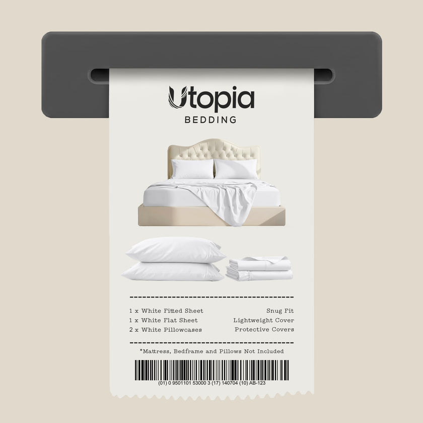 Utopia Bedding King Bed Sheets - 4 Piece King Size Cooling Sheet Set - Hotel Luxury Soft Breathable Microfiber, Oeko-TEX, Deep Pocket Easy Fit & Care, Fade & Wrinkle Resistant, White 🍁 All In One Marketplace Canada