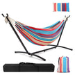 Hammock with Stand, Ohuhu Double Hammock with Space Saving Steel Stand & Pillow 2 Person Hammocks with Portable Carrying Bag for Camping Garden Patio Indoor Use Gift for Birthday, Tropical 🍁 All In One Marketplace Canada