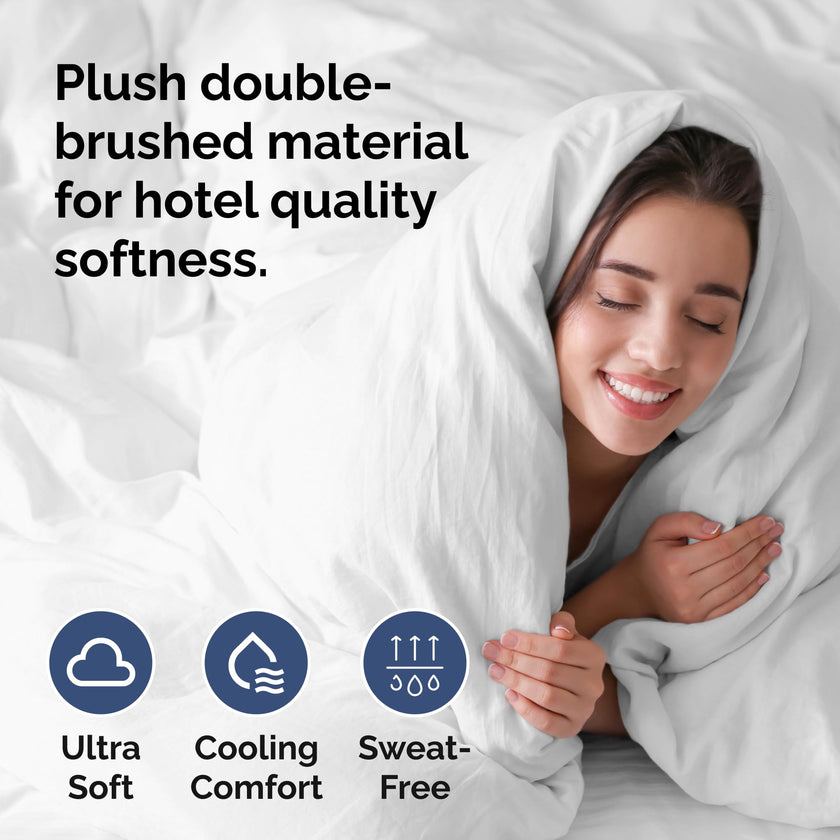 White Duvet Cover Queen Size - Extra Soft Queen Size Duvet Cover - Lightweight, Comfy, Cozy & Breathable - Easy Care & Fade Free with Zipper Closures & Ties - 90