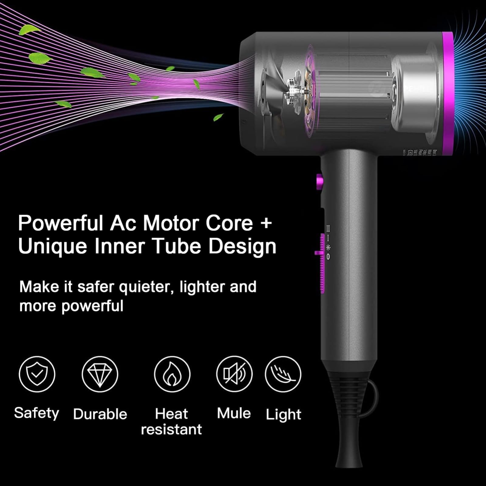 Slopehill Professional Ionic Hair Dryer, Powerful 1800W Fast Drying Low Noise Blow Dryer with 2 Concentrator Nozzle 1 Diffuser Attachments for Home Salon Travel (Grey) 🍁 All In One Marketplace Canada
