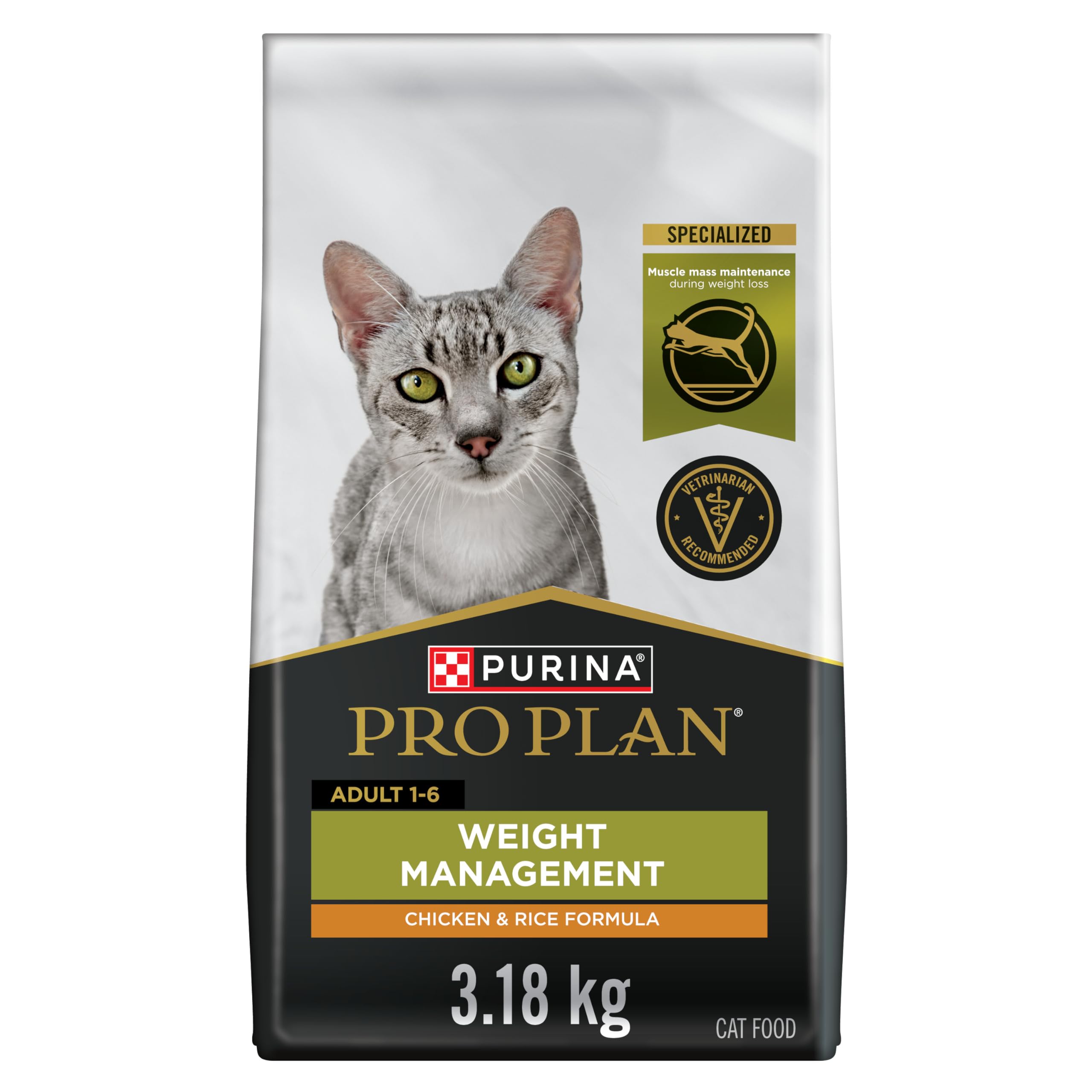Pro Plan Dry Cat Food, Weight Management, Chicken & Rice 3.18kg 🍁 All In One Marketplace Canada