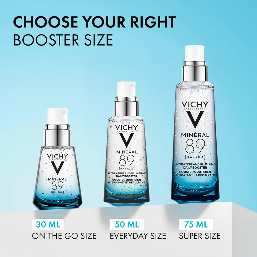 Vichy Hydrating Hyaluronic Acid Serum, Mineral 89 Serum and Daily Skin Booster with Natural Origin Hyaluronic Acid, Hydrates and Strengthens Sensitive Skin, 50mL 🍁 All In One Marketplace Canada