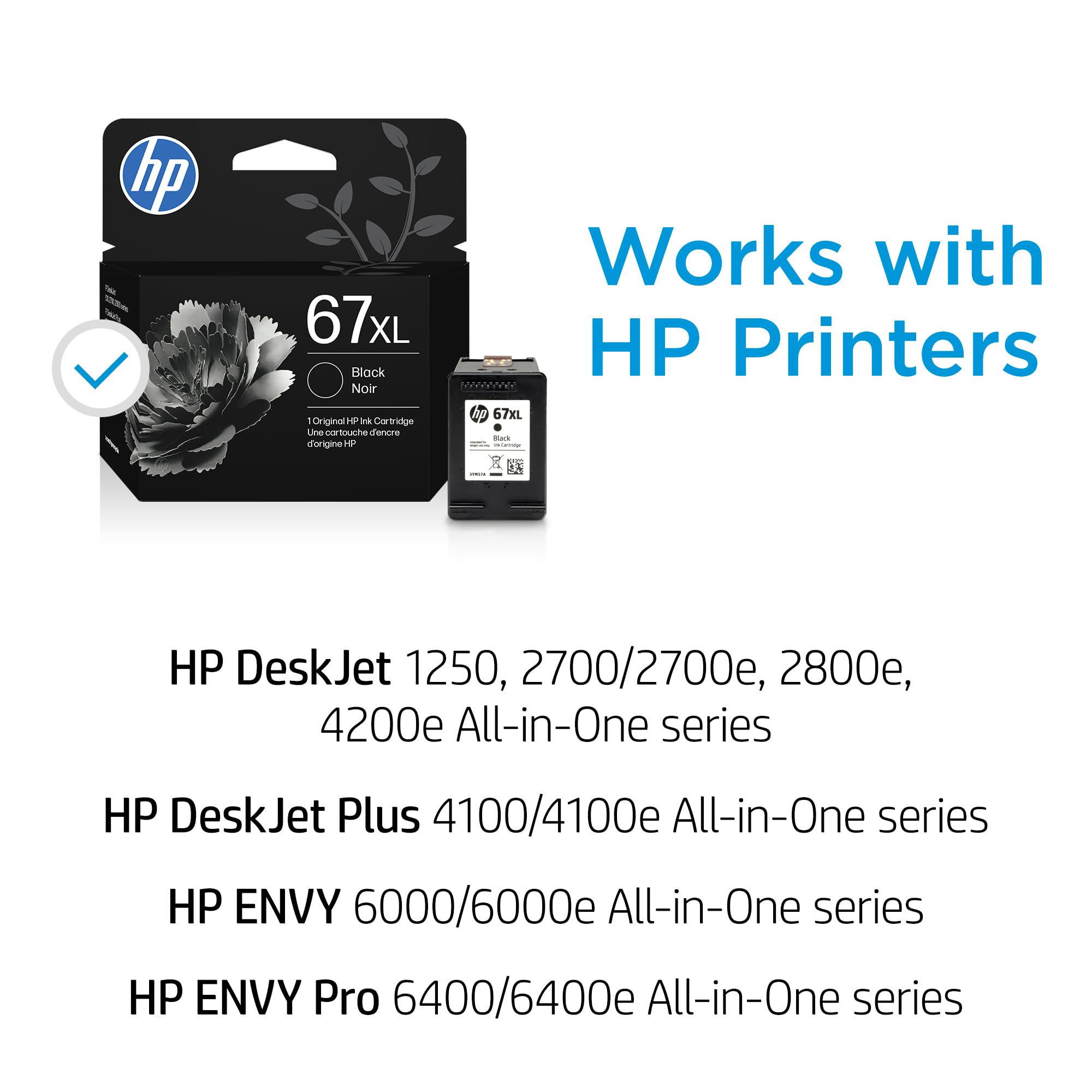 Original HP 67XL Black High-Yield Ink Cartridge | Works with HP DeskJet 1255, 2700, 4100 Series, HP Envy 6000, 6400 Series | Eligible for Instant Ink | 3YM57AN 🍁 All In One Marketplace Canada