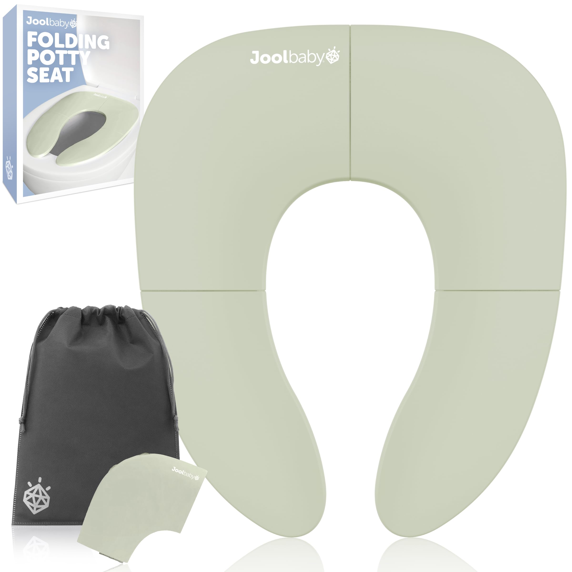 Jool Baby Folding Travel Potty Training Seat for Toddlers, Fits Round & Oval Toilets, Non-Slip Suction Cups, Includes Free Travel Bag (Sage) 🍁 All In One Marketplace Canada