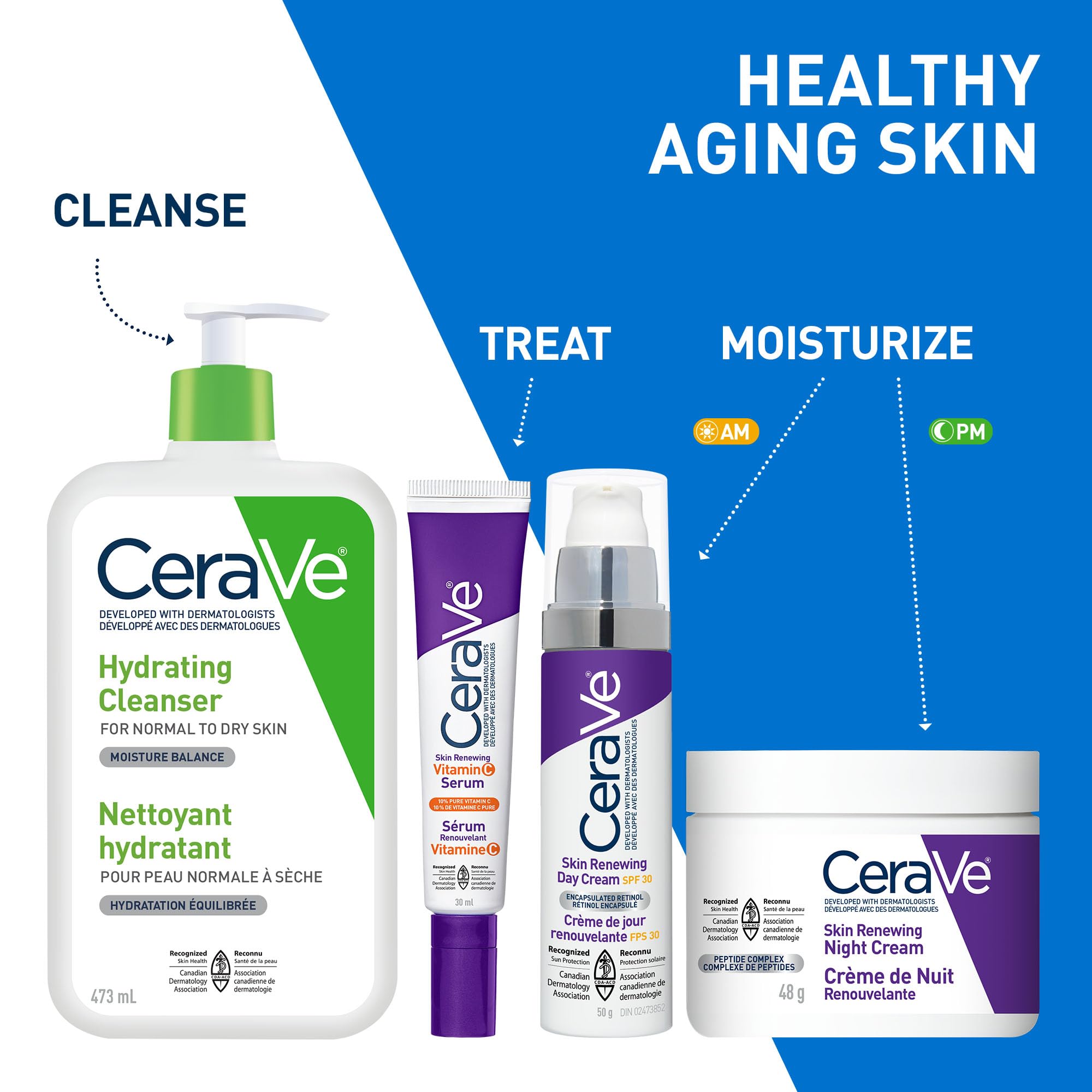 CeraVe Vitamin C Serum with Hyaluronic Acid, Ceramides & Vitamin B5, Skin Renewing 10% Pure Vitamin C Serum for Face, Reduces the Look of Dark Spots, Fragrance Free, Developed with Dermatologists, 30mL 🍁 All In One Marketplace Canada