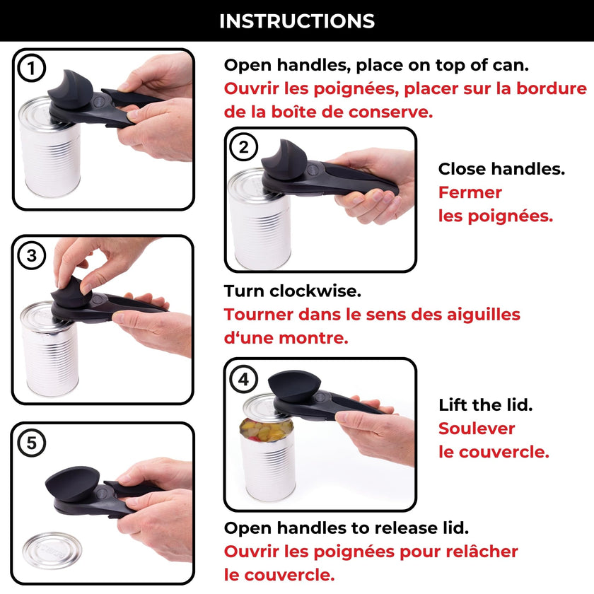 Starfrit MightiCan Can Opener, Safe Smooth-Cut Design, Holds Lid and Leaves No Sharp Edges, Comfort Grip Handle, Heavy-Duty Non-Slip Knob, 3-Year Warranty, Black 🍁 All In One Marketplace Canada