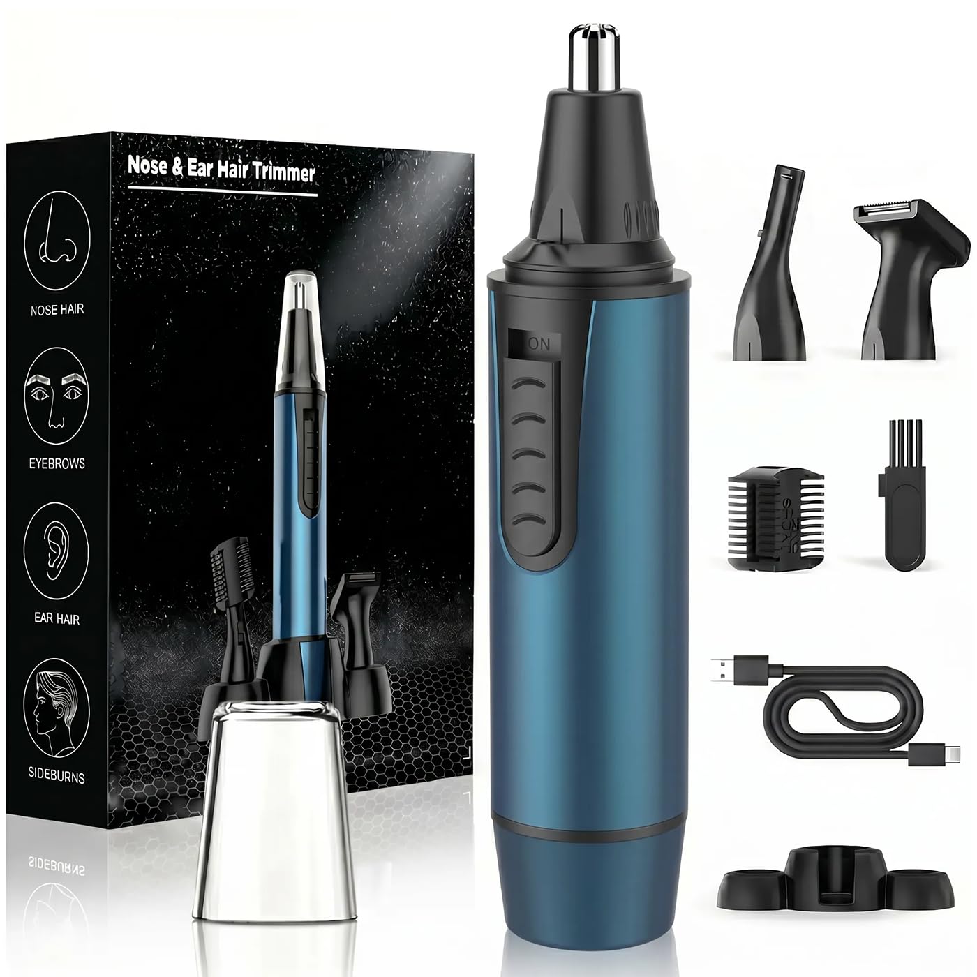 Nose Hair Trimmer for Men and Women Professional USB Rechargeable Ear and Nose Trimmer for Ear Eyebrow Facial Hair Trimmer Body Grooming Kit IPX7 Waterproof Dual Edge Blades for Easy Cleansing 🍁 All In One Marketplace Canada