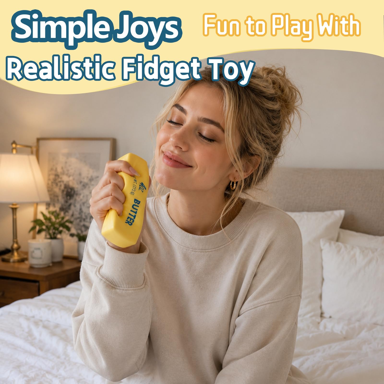 Butter Squishy, Soft Slow Rising Squeeze Butter Squishy, Realistic Texture Sensory Play Fidget Toy, Fun Desk Toy for Kids, Teens & Adults (Yellow, Small) 🍁 All In One Marketplace Canada