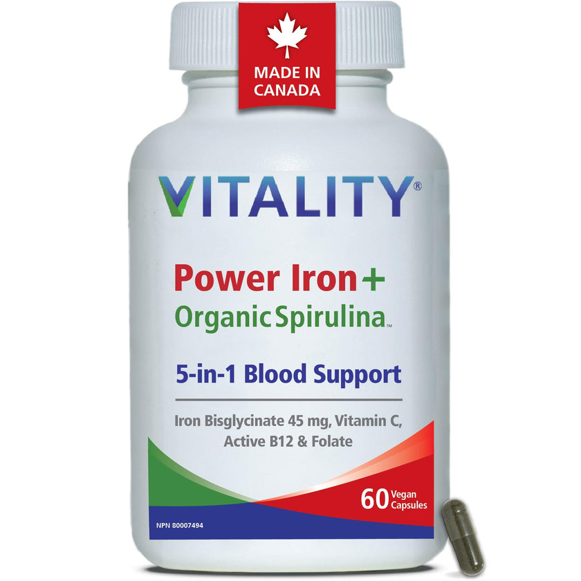 VITALITY Power Iron Supplement 45 mg – Gentle Iron, Vitamin C, B12 & Folate 🍁 All In One Marketplace Canada