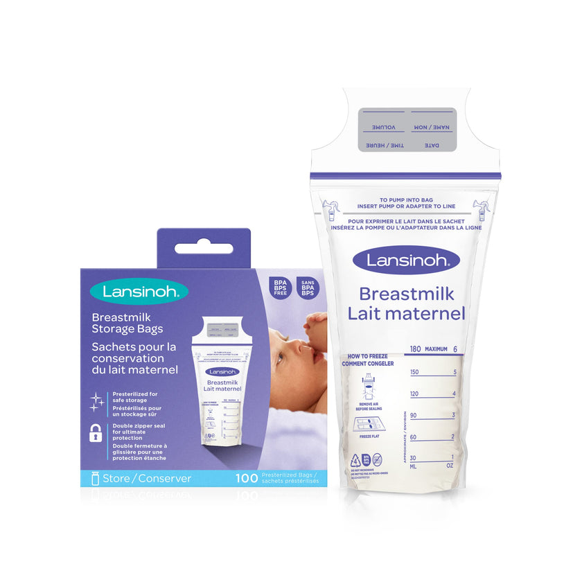 Lansinoh Breastmilk Storage Bags, 100 Count, Baby Essentials, Fast Freeze & Thaw Breast Milk Bags for Baby Bottle Feeding, Superior Strength & Stretch, 6 Ounce 🍁 All In One Marketplace Canada